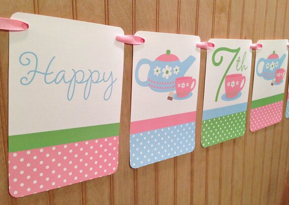 TEA Party Birthday Banner : personalized Il_570xn