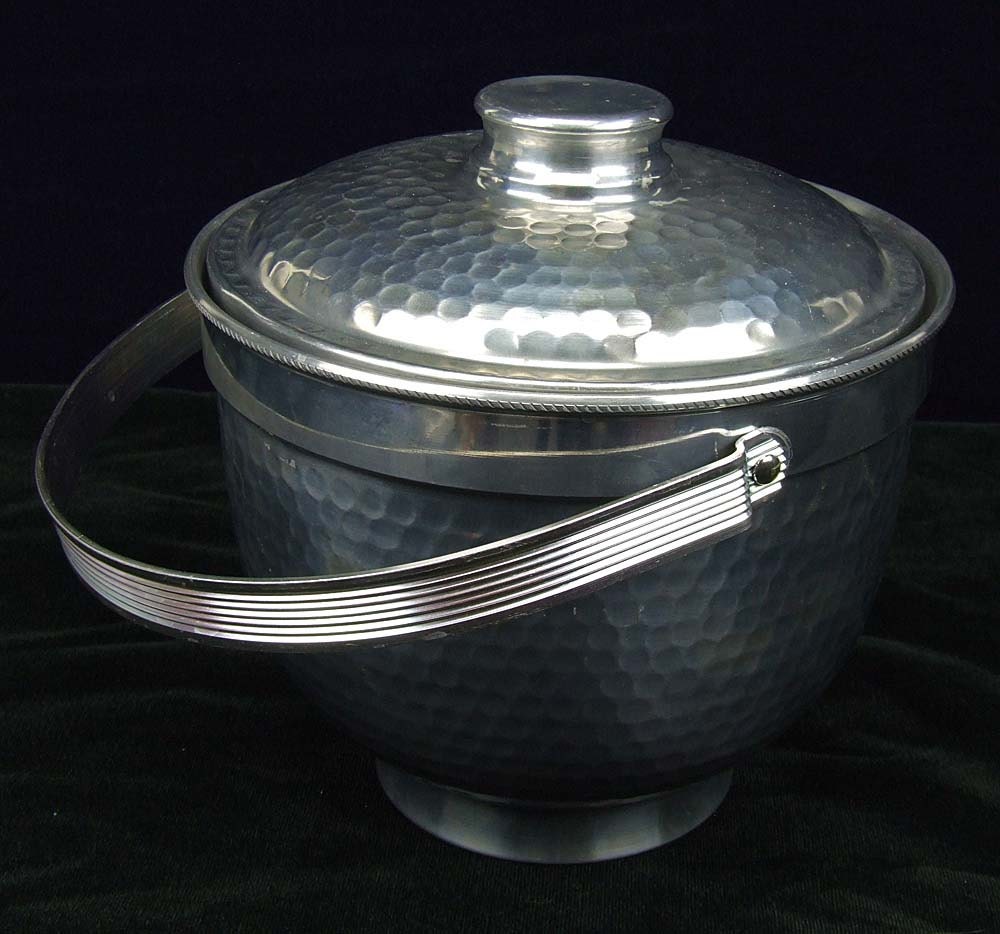 Vintage Retro Hand Hammered Aluminum Ice Bucket Made in Italy Nasco Icebucket