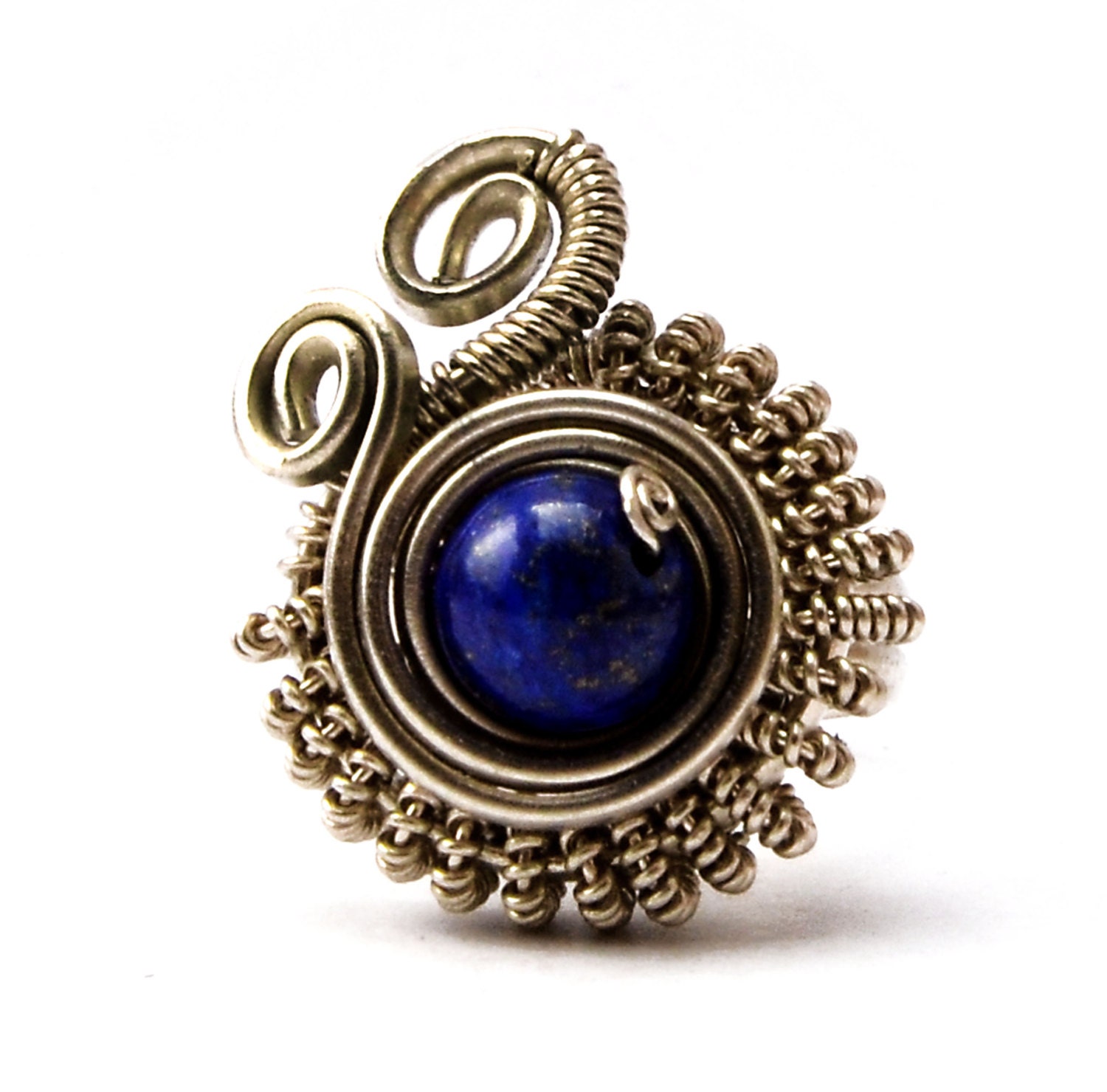 Steampunk Ring with Lapis Lazuli and Moonstone