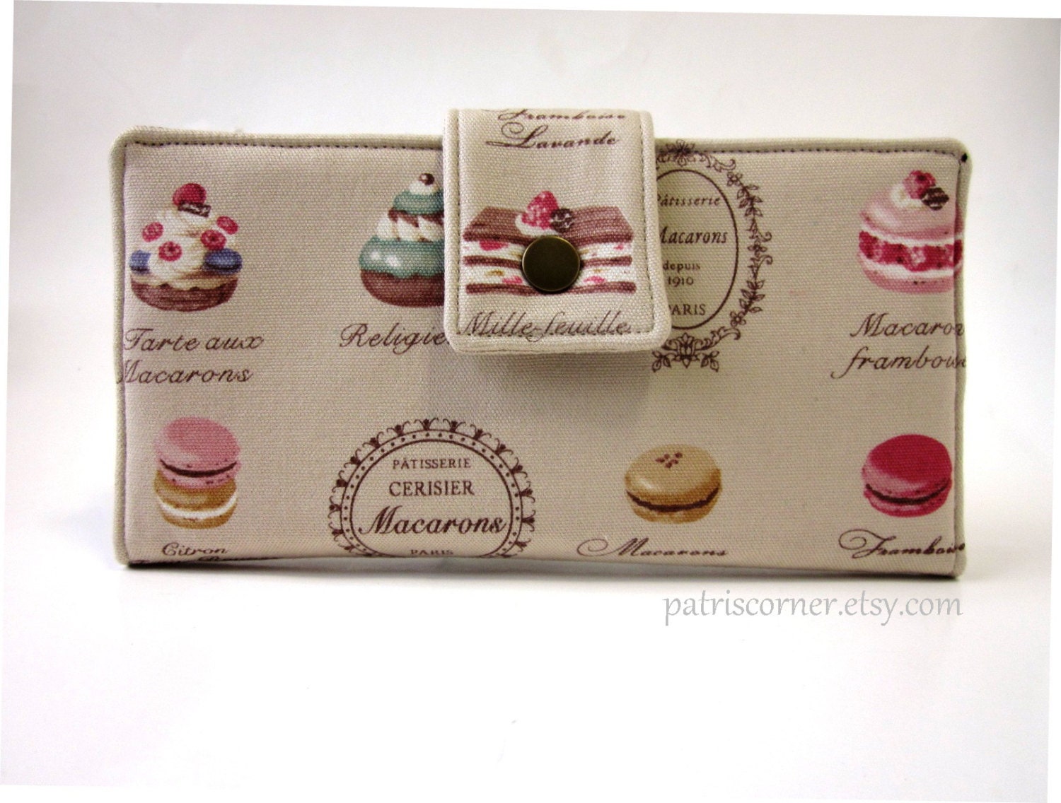 Handmade women wallet Yuwa Japanese Fabric / Cute Macaron Design Canvas Fabric