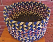 Ready To Ship Handmade Braided Basket in Blue and Sage Green