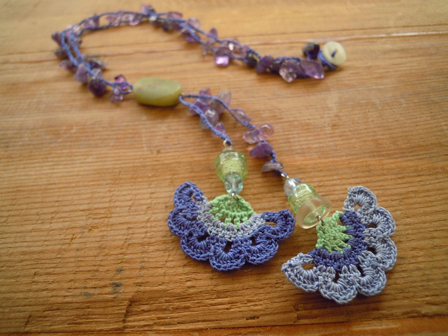 crochet necklace, lavender, lilac