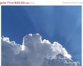 Sun Rays of Hope Photo Fine Art Photography Skyscape sapphire blue white clouds 5x7