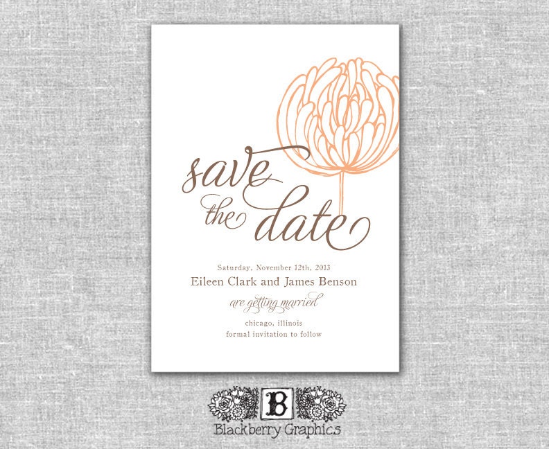 DIY you print, peony flower save the date - eileen design