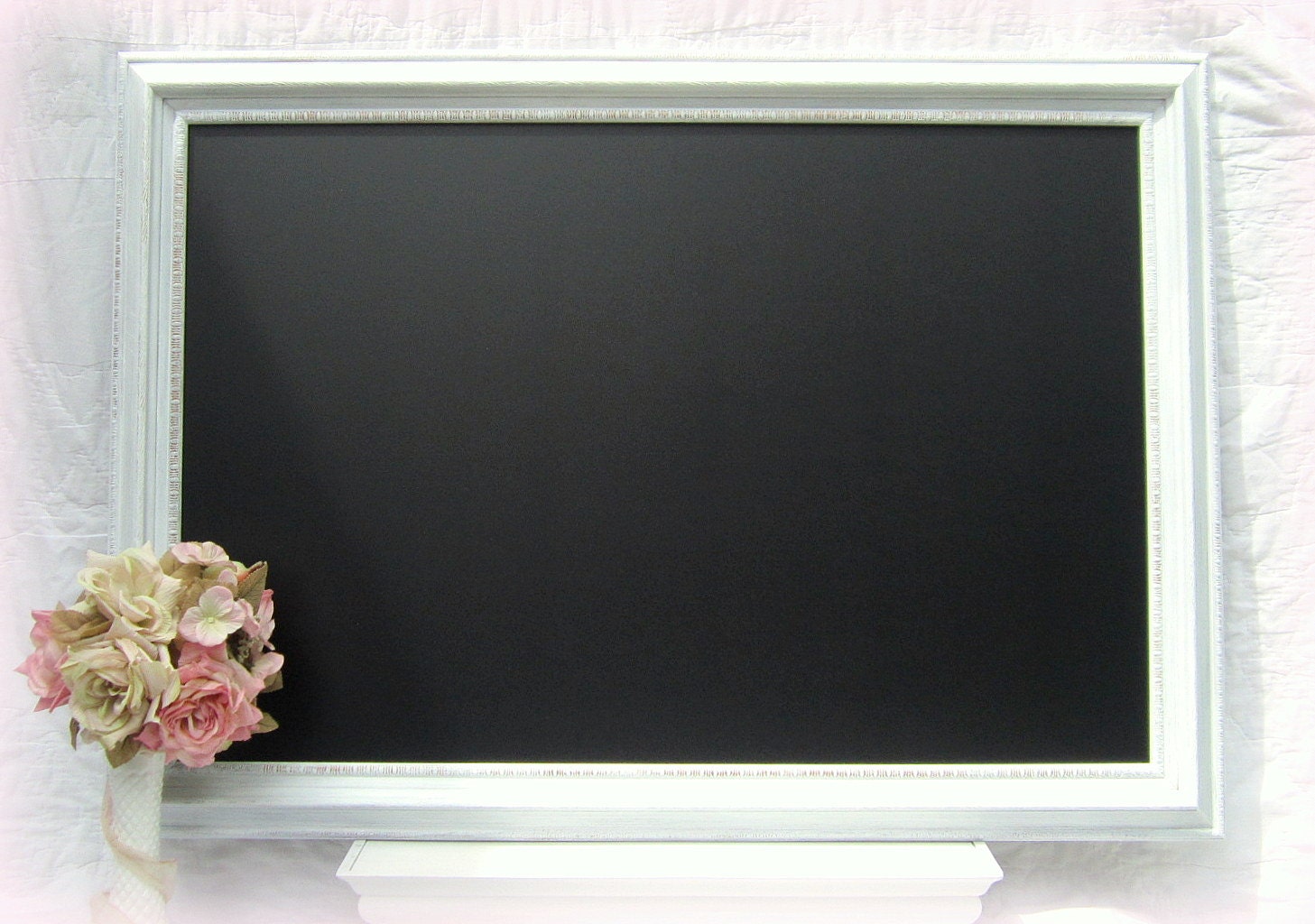 SHABBY CHIC WEDDING Chalkboard X Large 44"x32" Distressed White Framed Cottage Home Framed Chalk board Shabby Chic Nursery Kitchen Decor