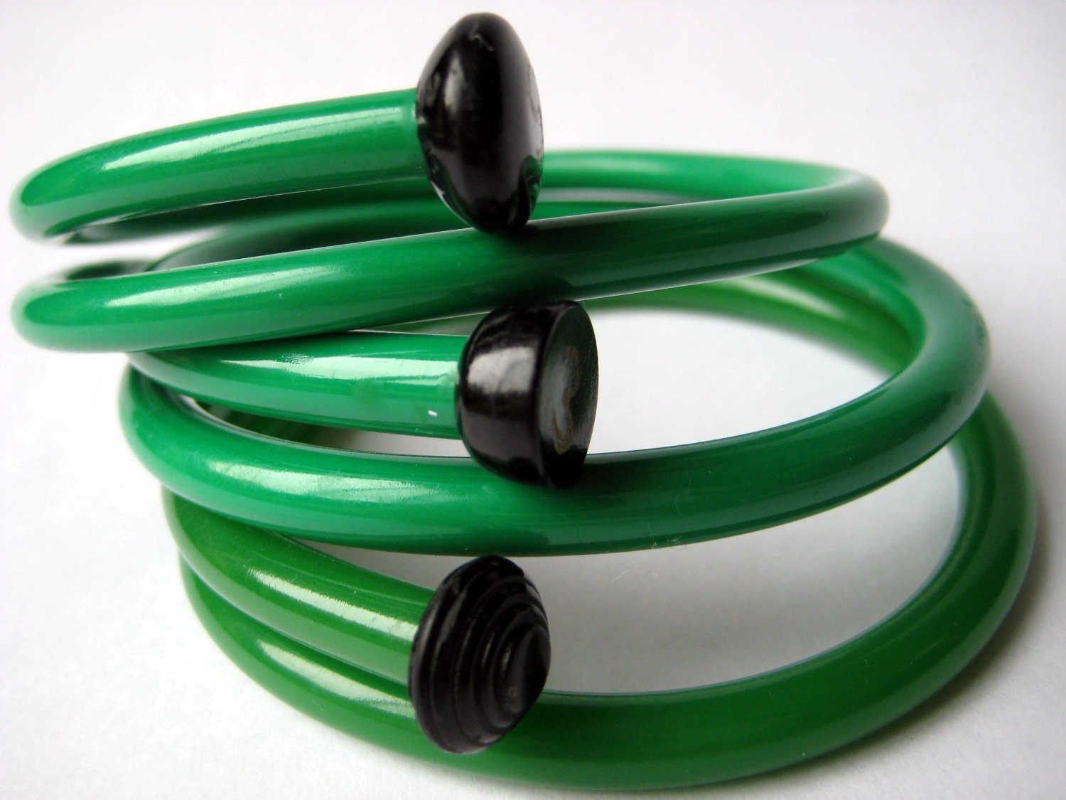 Upcycled Knitting Needle Bracelets Green as Grass Medium