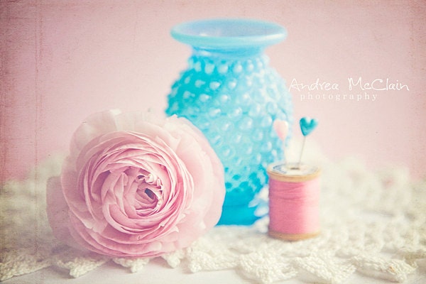 Pink Ranunculus & Thread - 5x7 print
