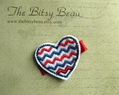 Patriotic Chevron Heart Hair Clip