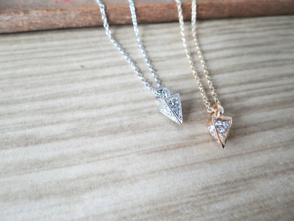 SPIKED petite paved spike necklace in gold or silver