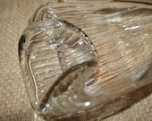 Crystal Clear Melted Bottle Bowl with Raised Embossed Stripes - Medium-Large - WestArtAndGlass