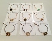 Gold Filled Hoops with Gold Vermeil Bezel Stone Drops