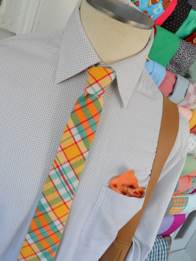 Summer Plaid Linen Necktie
