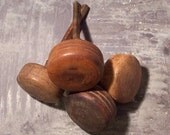 VINTAGE Antique Wooden Door Knobs Four (2 Sets) WOOD Door Knobs Salvage Chic Antique Hardware Salvage Scrap Destash (Y164)