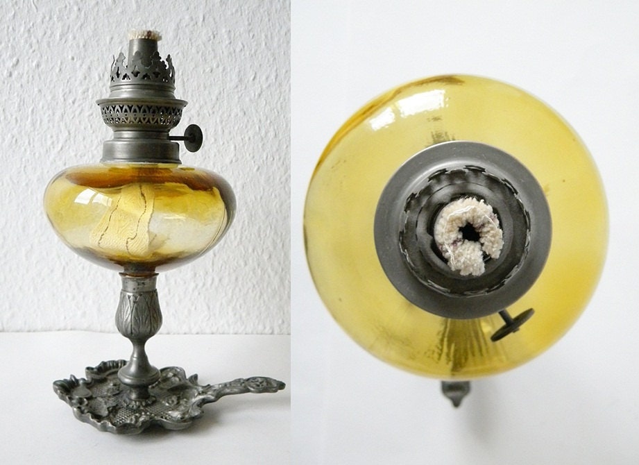 vintage french lamp kerosene pewter lamp