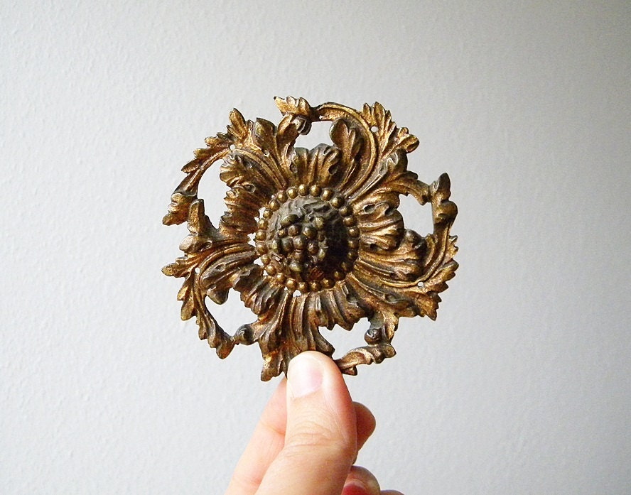 2 antique french decorations flower detail
