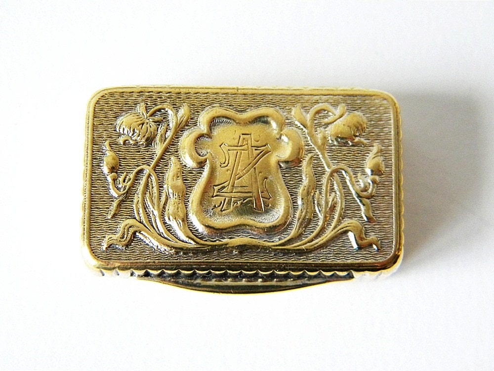 vintage french pill box monogram pill box''''