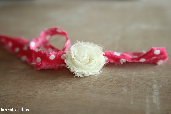 Baby Headband, Baby Halo, Newborn Headband in Pink and Cream , Great for Photo Prop