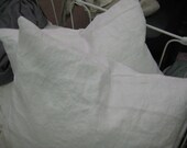 Washed White Linen Simple Shams - Standard Bed Pillow Size Shams