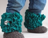 Teal and Grey Ruffle Infant Crochet Boots- Choose Your Size