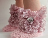 Light Pink Ruffle Infant Crochet Boots- Choose Your Size