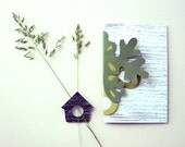Blank Reusable Card and Bookmark - birch, folk, paper cut leaves