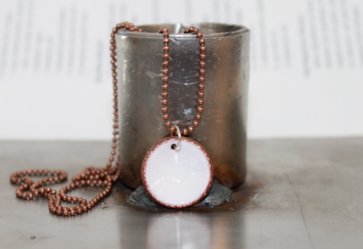 Penny Candy - Upcycled Enameled Penny Necklace - WHITE