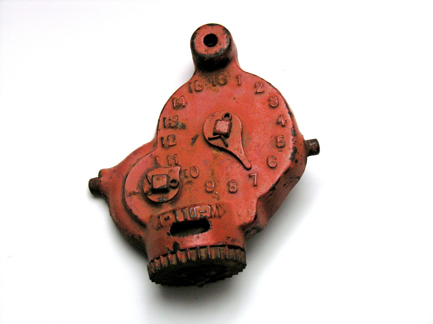Vintage Metal Mystery Red Rusty Steampunk Number Dial Vintage Supplies Gears Assemblage