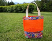 Orange Vinyl Mesh Market Tote Bag