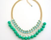 Cleopatra Bib Necklace -- green, aqua & white gold bib statement necklace . handmade jewelry by MoshPoshDesigns