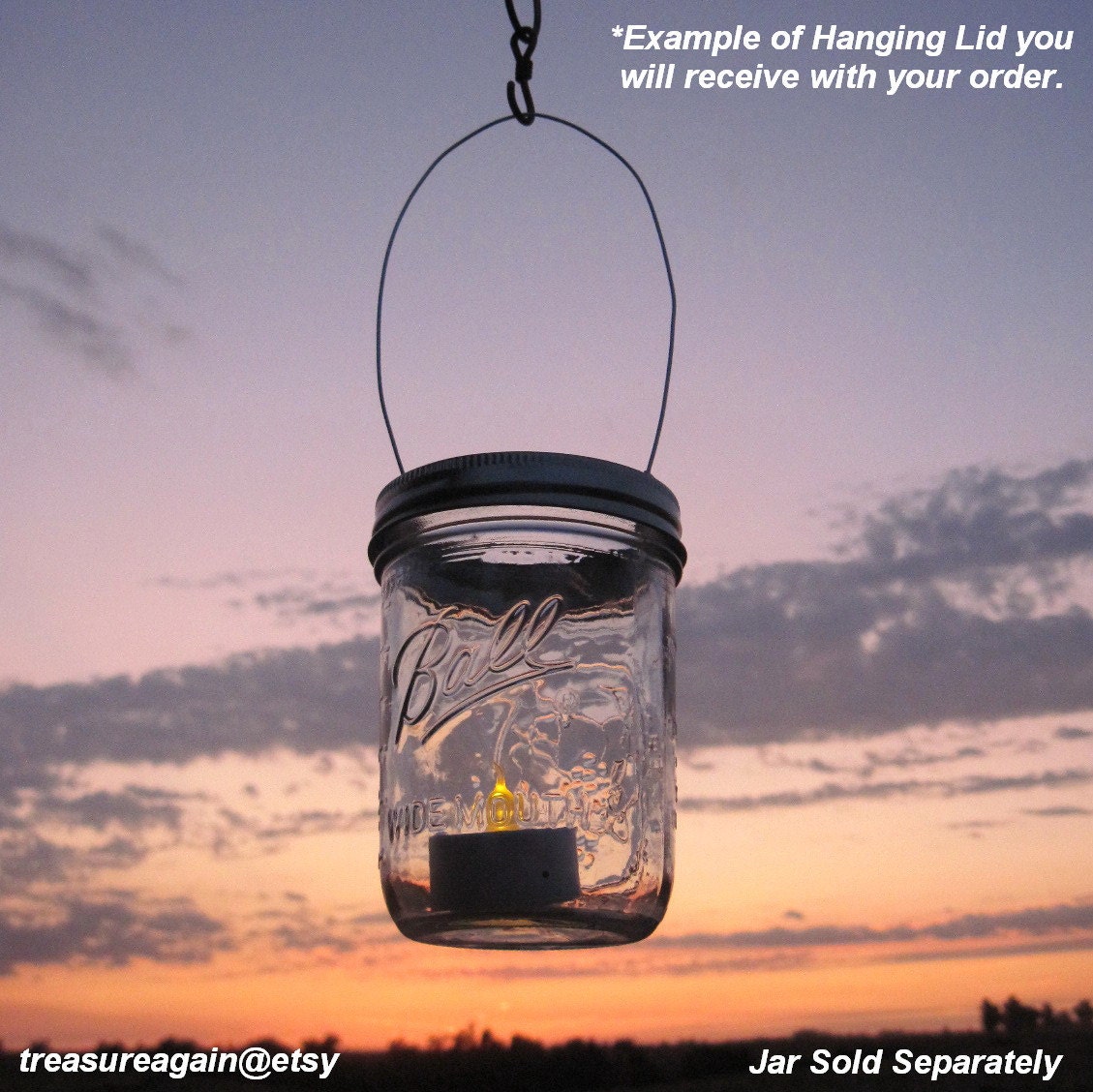 Fairy Lights Lanterns 6 DIY Mason Jar Hangers, Twist On Hanging Wide Mouth Mason Jar Lids, No Jars