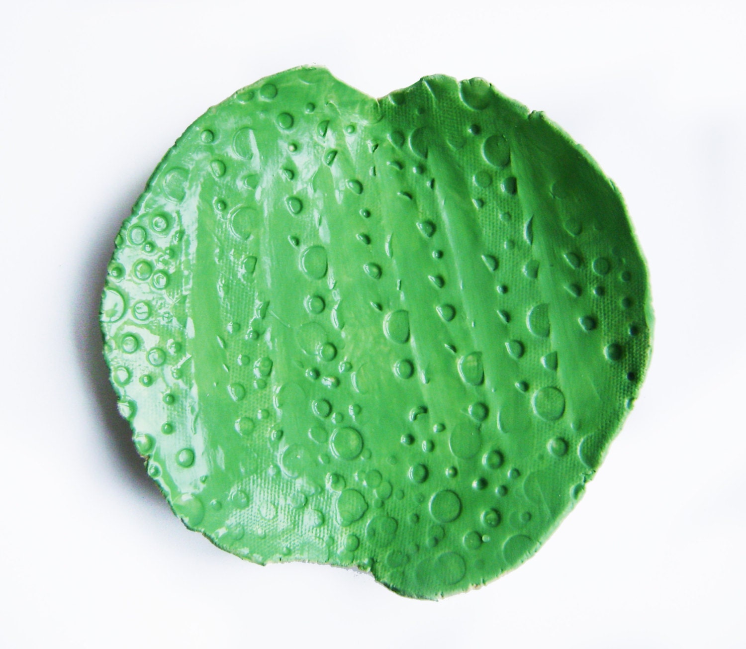 Small Moss Lime green ceramic plate with bubbly lace imprint - home decor, soap dish, catch all, ring saver, spoon rest, Wedding Gift
