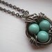 Teal Bird Nest gunmetal Necklace
