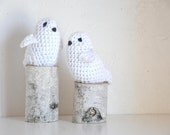 2 Bird Baby Rattles Crocheted Baby Toys White