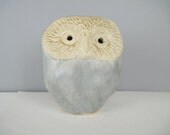 the snowy owl - vintage 1970s ceramic figurine, mid century pottery