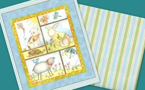Baby Boys Easy Panel Quilt Kit A Beautiful Day Fun Animal Fabric Baby Blue