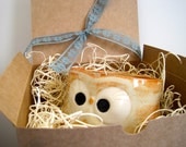 NEW Gift Wrap for your Owl Mug - natural wood nest enclosed in a kraft git box with a pretty ribbon