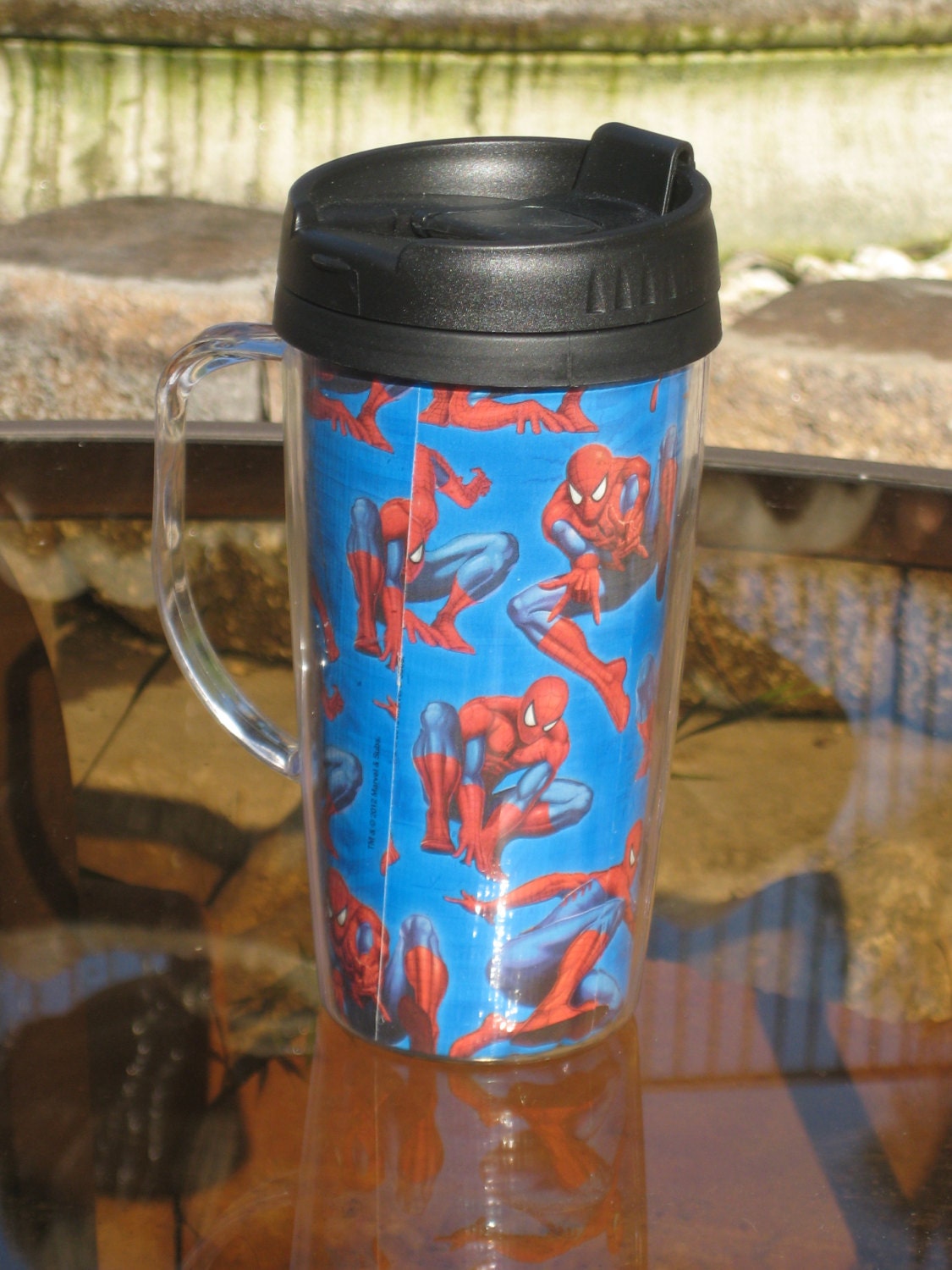Need a SuperHero   - Travel Mug 16 oz with Handle -- Zip Zap - free shipping