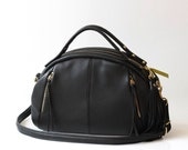 SALE Leather Handbag - OPELLE Baby Botanist Bag - in Pebbled Leather