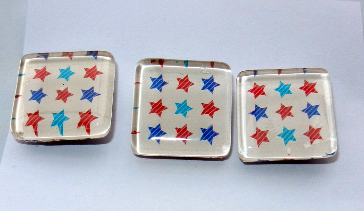 Red and Blue Star Magnets, Set of 3