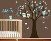 Vinyl Wall Decal Stickers Owl Tree Set Nursery Boy Baby