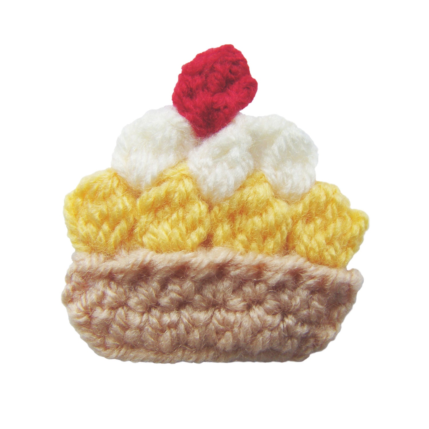 crochet  yellow cupcake applique