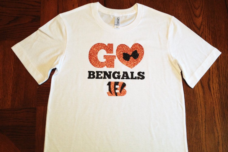 Cincinnati Bengals NFL College Basketball Football Sports Team Glitter Short Sleeve T-Shirt