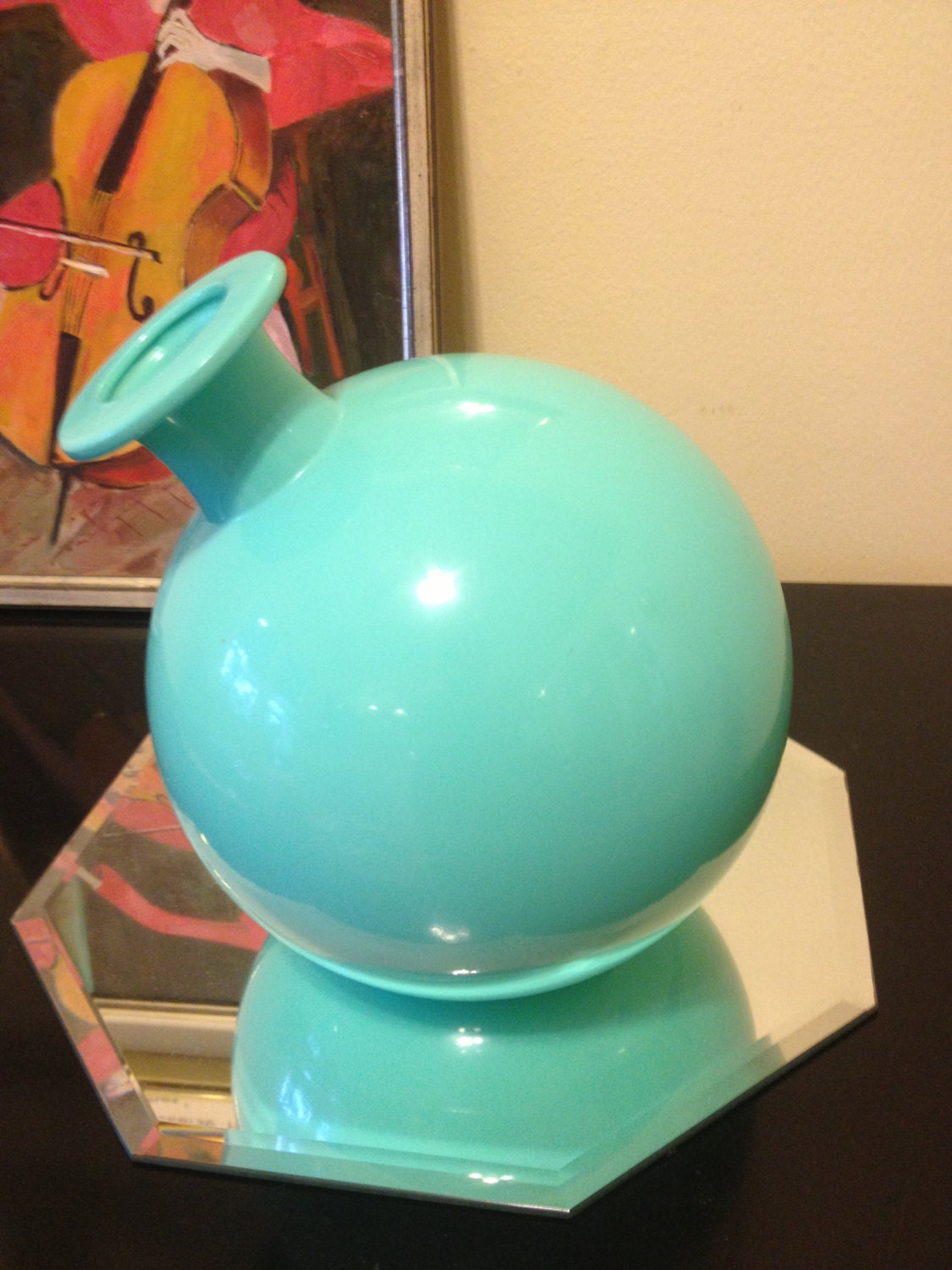 Mid Century Modern Turquoise Vase Vessel By Balos by Modern Logic