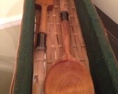 Vintage Lucite and Wood Salad Set Fork and Spoon with Carryng Case by Modern Logic
