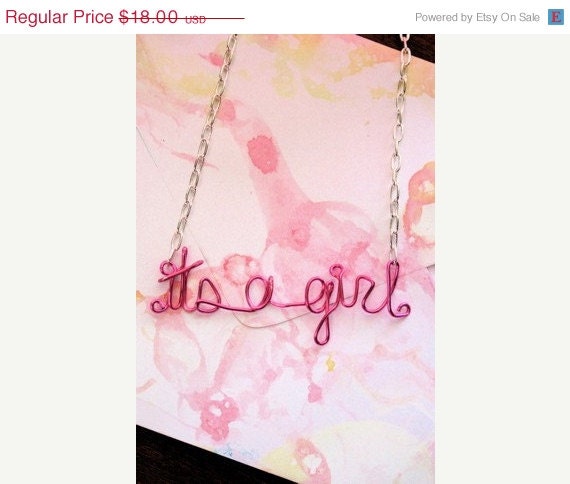 Memorial Day Weekend Sale It's a Girl - Baby Shower Necklace -