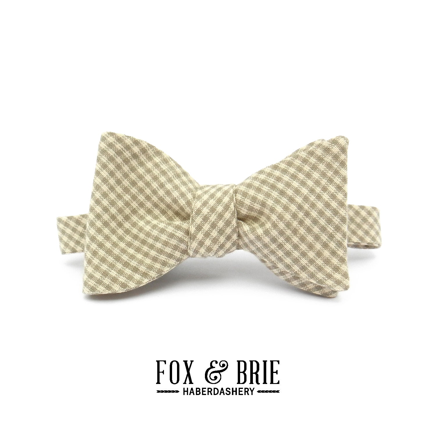 Natural Gingham Bow Tie