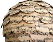 Home Sweet Eco Home Paper Lamp Shade Vintage Sheet Music Lighting Handmade to Order