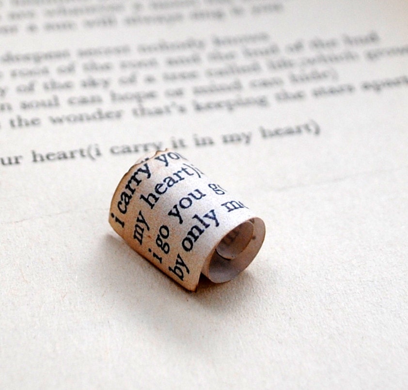 Love Poem Message in a Bottle Pendant Poetry Love Token ee cummings