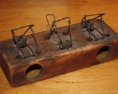 Primitive wood mouse trap - vintage display - antique - wooden collectible - country