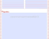EDITABLE Recipe Page - red - INSTANT DOWNLOAD